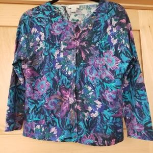 Garnet Hill Floral Cardigan